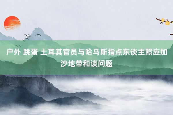 户外 跳蛋 土耳其官员与哈马斯指点东谈主照应加沙地带和谈问题