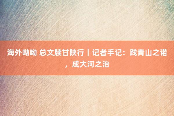 海外呦呦 总文牍甘陕行｜记者手记：践青山之诺，成大河之治