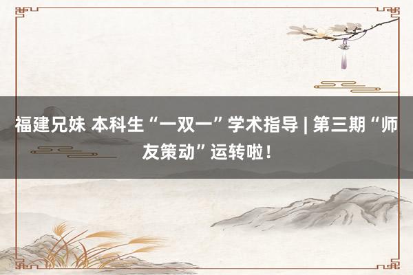 福建兄妹 本科生“一双一”学术指导 | 第三期“师友策动”运转啦！