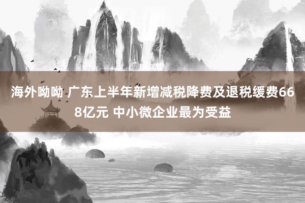 海外呦呦 广东上半年新增减税降费及退税缓费668亿元 中小微企业最为受益